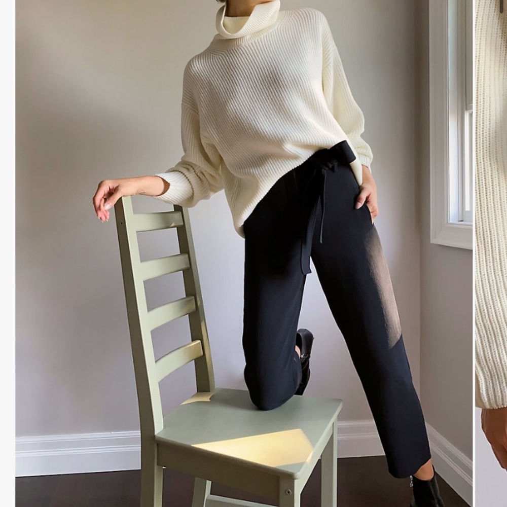 Aritzia Wilfred Tie Front Cropped Black Pant